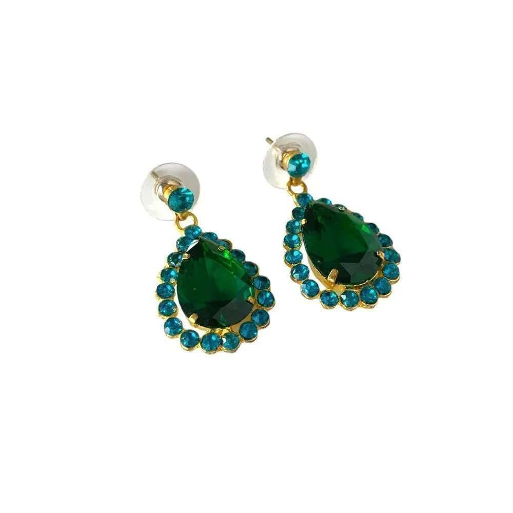 Emerald Rhinestone Drop Earrings